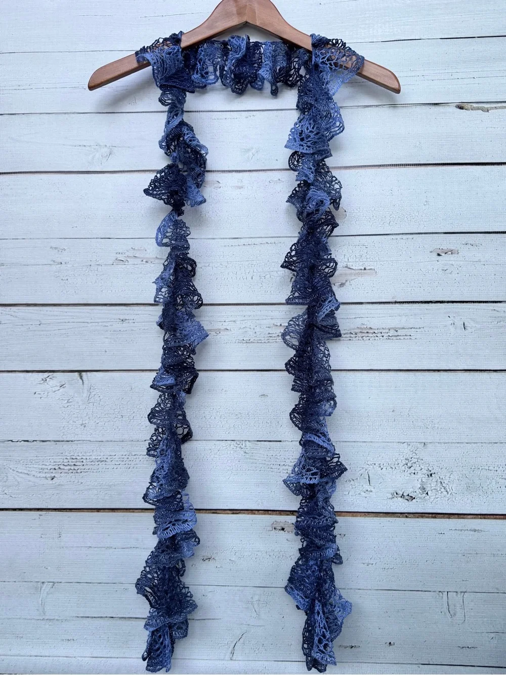 Open-Knit Ruffle Accent Fashion Scarf